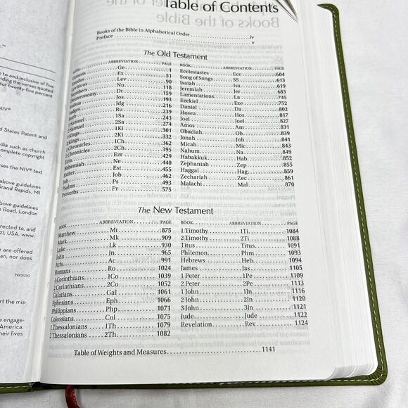 Zondervan NIV Thinline Bible Italian Two Tone Green Leather Geometric Design - Picture 8 of 13